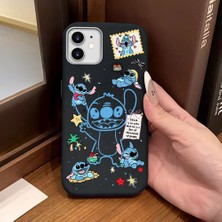 Ucuc iPhone 12/12 Pro Uyumlu Siyah Deri Dokulu Silikon Kamerayı Korur Şok Emici Stitch Deseni Kılıf