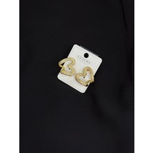 Luxury Gold Renk Zirkon Taşlı Kalp Küpe