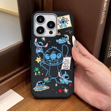 Ucuc iPhone 16 Pro Uyumlu Siyah Deri Dokulu Silikon Kamerayı Korur Şok Emici Stitch Deseni Kılıf
