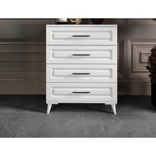 Guneystore Gözde 4 Çekmeceli Komple Mdf Beyaz Şifonyer