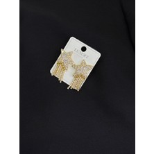 Luxury Gold Renk Zirkon Taşlı Yıldız Küpe