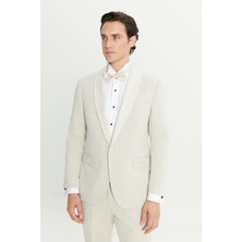 Altınyıldız Classics Pamuklu Slim Fit Dar Kesim Çıkma Şal Yaka Kapak Ceplii Damatlık Smokin Takım