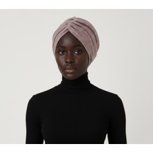 ELYSIANfidan Kırçıllı Desenli Drapeli Gül Kurusu Çift Taraflı Hazır Türban Tesettür Bone