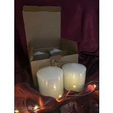 İzmir Candle Silindir 7*7 4'lü Beyaz Set