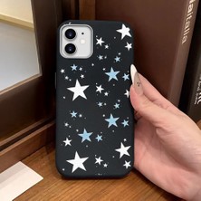Ucuc iPhone 11 Uyumlu Siyah Deri Dokulu Silikon Kamerayı Korur Şok Emici Beşgen Yıldız Deseni Kılıf