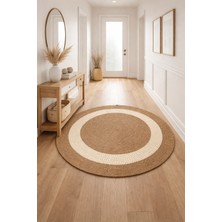 Halımax Salda JUT05 Hasır Çift Taraflı Yıkanabilir Jüt Kilim Mutfak Banyo Koridor Halısı Yuvarlak Jüt Halı