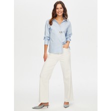 Faik Sönmez Metal Aksesuarlı Simli Çizgili Poplin Gömlek W26GML007