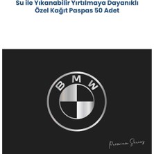 Balkan Ambalaj Suya Dayanıklı Yıkanabilir Bmw Yatay Oto Paspas Kağıdı Siyah Gümüş Baskı 50 Adet - 35X50CM