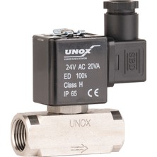 Unox 24V Ac Paslanmaz Buhar Solenoid Valf Normalde Kapalı (0,5-6 Bar)