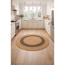 Halımax Salda JUT04 Hasır Çift Taraflı Yıkanabilir Jüt Kilim Mutfak Banyo Koridor Halısı Yuvarlak Jüt Halı