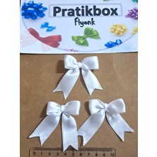 Pratikbox Pratikbox Fiyonk / Saten 2cm'lik / Hediyelik / Süsleme / Nişan/ Beyaz Renk / 35 Adet / Silikonlu