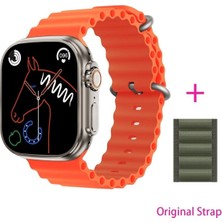 Normadia Turuncu Geniş Ekran Akıllı Saat, Yeşil Silikon Kordon, Hediye