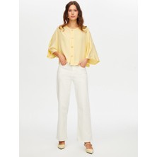 Faik Sönmez Gold Düğme Detaylı Dökümlü Rayon Bluz W26BLZ006