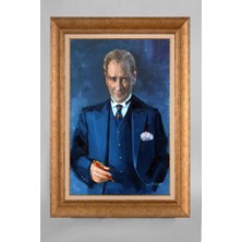 Giyense Özel Seri Altın Paspartulu Çerçeveli Atatürk Tablo R375