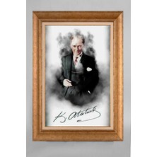 Giyense Özel Seri Altın Paspartulu Çerçeveli Atatürk Tablo R861