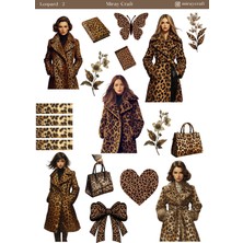 Miray Craft Leopar Temalı Sticker Sayfası – Şık & Fashion Illüstrasyonlar (12×17 Cm)