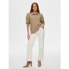 Faik Sönmez Gold Düğme Detaylı Kaşmir Karışımlı Polo Yaka Triko Bluz W26TRB004