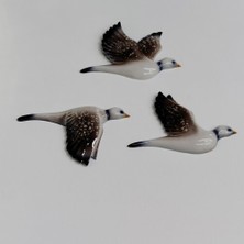 Sesengo Dekoratif Kahverengi Renk Üç Martı Seramik Duvar Süsü