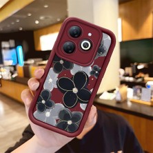 Ucuc Tecno Spark 20/20C/GO 2024 Uyumlu Silikon Malzeme Darbeye Dayanıklı Bordo Renkli Kılıf Çiçekler Desen