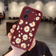 Ucuc Xiaomi 13T PRO/13T Uyumlu Silikon Malzeme Darbeye Dayanıklı Bordo Renkli Kılıf Çiçekler Desen