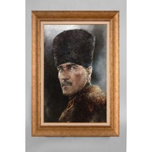 Giyense Özel Seri Altın Paspartulu Çerçeveli Atatürk Tablo R437