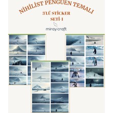 Miray Craft Nihilist Penguen Temalı 3’lü Sticker Seti – Felsefi & Minimal Illüstrasyonlar (12×17 Cm)