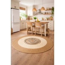 Halımax Salda JUT06 Hasır Çift Taraflı Yıkanabilir Jüt Kilim Mutfak Banyo Koridor Halısı Yuvarlak Jüt Halı
