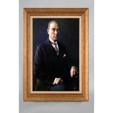 Giyense Özel Seri Altın Paspartulu Çerçeveli Atatürk Tablo R784