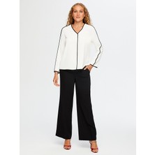 Faik Sönmez Renk Bloklu V Yaka Bluz W26BLZ015