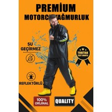 Premium Motorcu Kurye Yağmurluk Takım Su Geçirmez Pvc Kumaş Reflektörlü Tübitak Onaylı - Siyah