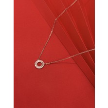 Zirkon Taşlı Halka Kolye
