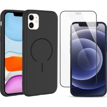 Vendas Apple iPhone 11 Kılıf M-Safe Şarj Özellikli Zore Meta Kapak + Cam Ekran Koruyucu