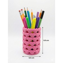 Metakey3d Kalp Desenli Pembe Masaüstü Kalemlik ve Organizer