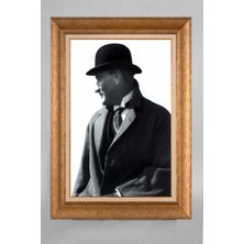 Giyense Özel Seri Altın Paspartulu Çerçeveli Atatürk Tablo R453