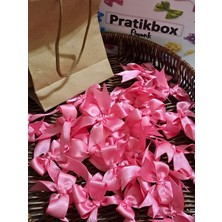 Pratikbox Fiyonk / Saten 2cm'lik / Hediyelik / Süsleme / Nişan/ Pembe Renk / 35 Adet / Arkası Silikonlu