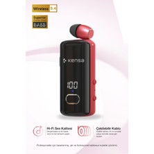 Kensa Bluetooth Makaralı Kulaklık | 12 Saat Konuşma | Dijital Ekran | Titreşimli | Yüksek Kalite Ses