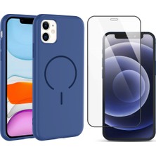 Vendas Apple iPhone 11 Kılıf M-Safe Şarj Özellikli Zore Meta Kapak + Cam Ekran Koruyucu