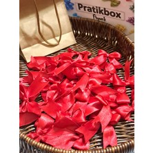 Pratikbox Fiyonk / Saten 2cm'lik / Hediyelik / Süsleme / Kırmızı Renk / 35 Adet /arkası Silikonlu