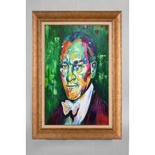Giyense Özel Seri Altın Paspartulu Çerçeveli Atatürk Tablo R337