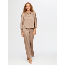 Faik Sönmez Krinkl Efektli Dökümlü Şık Bluz W26BLZ008