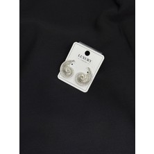 Luxury Gümüş Renk Zirkon Taşlı Küpe