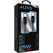 CB18 Auris CB18 25WATT Type-C To Type-C Şarj ve Data Kablosu
