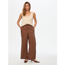 Faik Sönmez Beli Kemer Detaylı Wide Leg Fit Tenselli Pantolon W26PNT028