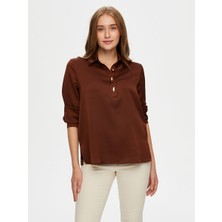 Faik Sönmez Gold Düğme Detaylı Şık Bluz W26BLZ033