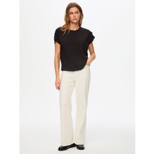 Faik Sönmez Omuzu Pilili Kısa Kol Viskonlu Tshirt W26TSH090