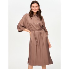 Faik Sönmez Yarım Patlı Kısa Kol Saten Torba Elbise S26ELB004