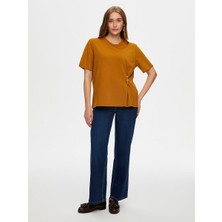 Faik Sönmez Önü Boncuk Iğne Aksesuarlı Yuvarlak Yaka T-Shırt W26TSH089