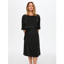 Faik Sönmez Taş Işli Kayık Yaka Kemer Detaylı Örme Abiye Elbise S26ABY018