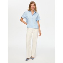 Faik Sönmez Düğme Detaylı Kısa Kol Poplin Gömlek S26GML034