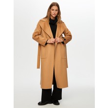 Faik Sönmez Kaşmir Karışımlı Kuşaklı Manto W26MAN002